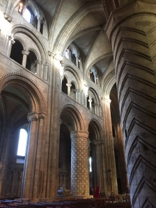 Durham Cathedral's pillars, with geometric designs